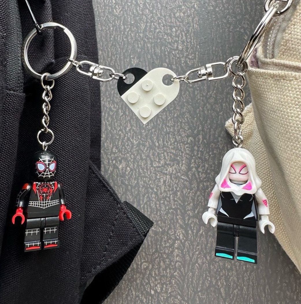 Spiderman matching lego keychains